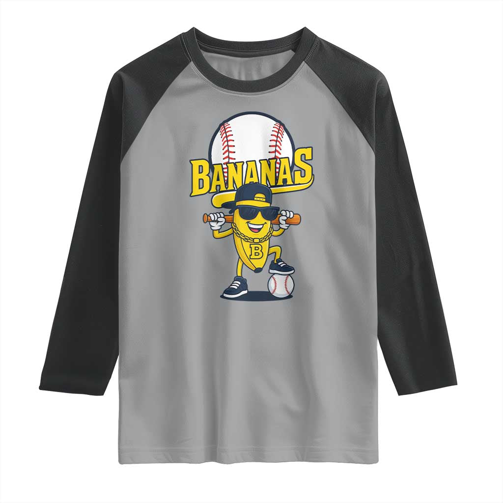 Cool Banana Playing Baseball Raglan Shirt Funny Fruit Sports Gift TS12 Sport Gray Black Print Your Wear
