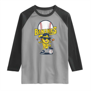 Cool Banana Playing Baseball Raglan Shirt Funny Fruit Sports Gift TS12 Sport Gray Black Print Your Wear