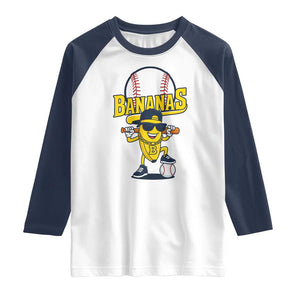 Cool Banana Playing Baseball Raglan Shirt Funny Fruit Sports Gift TS12 White Navy Print Your Wear