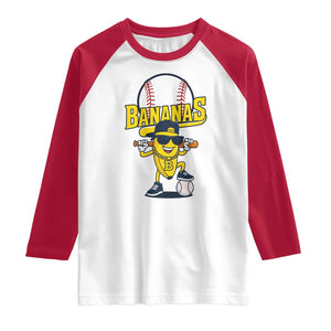 Cool Banana Playing Baseball Raglan Shirt Funny Fruit Sports Gift TS12 White Red Print Your Wear