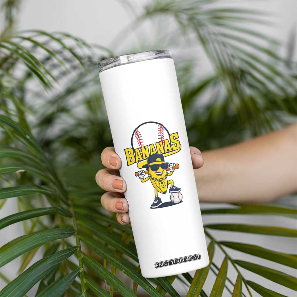 Cool Banana Playing Baseball Skinny Tumbler Funny Fruit Sports Gift TS12 Print Your Wear