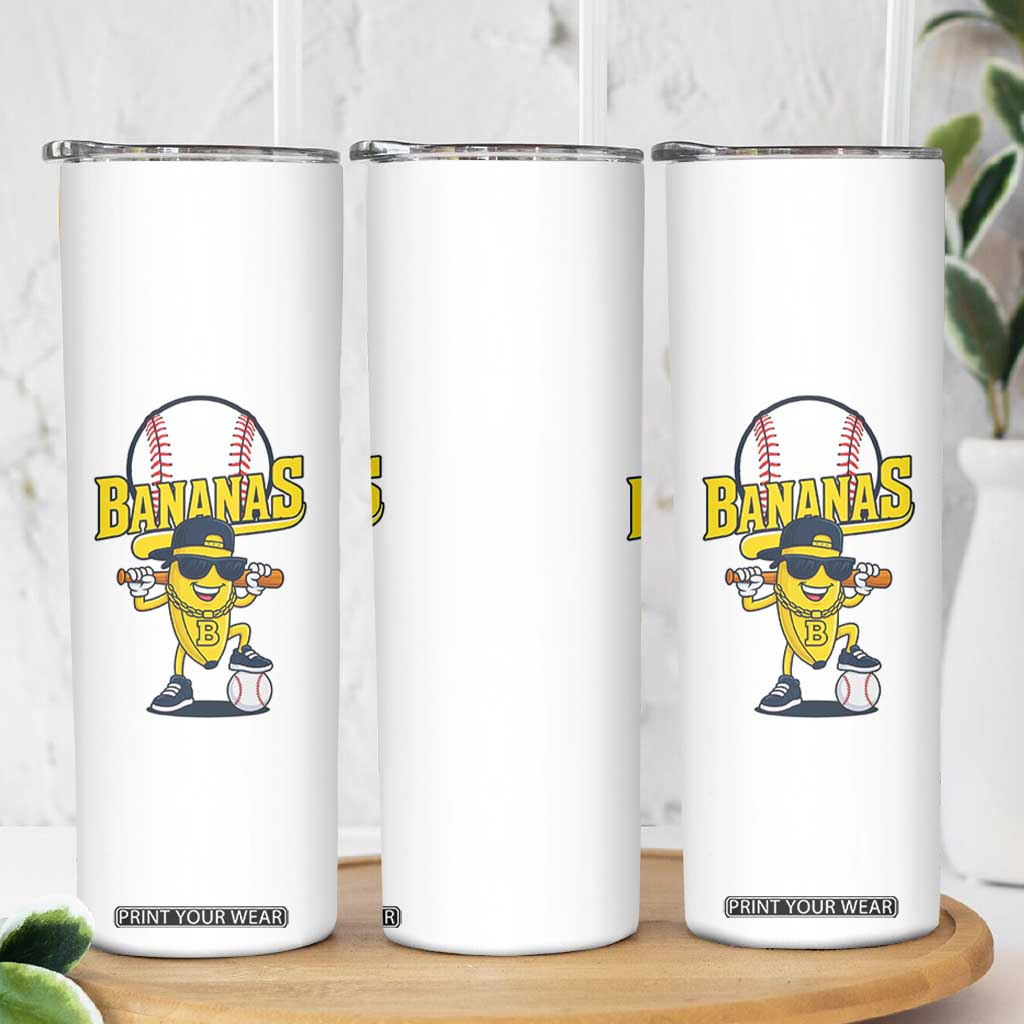 Cool Banana Playing Baseball Skinny Tumbler Funny Fruit Sports Gift TS12 Print Your Wear