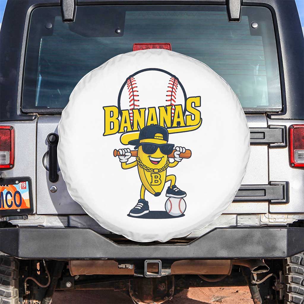 Cool Banana Playing Baseball Spare Tire Cover Funny Fruit Sports Gift TS12 No hole White Print Your Wear