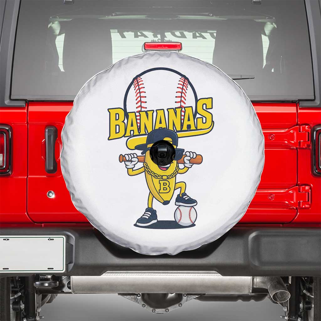 Cool Banana Playing Baseball Spare Tire Cover Funny Fruit Sports Gift TS12 White Print Your Wear