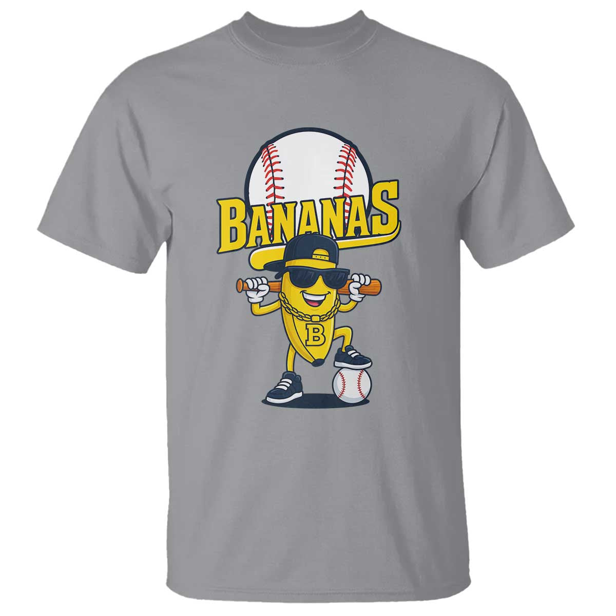 Cool Banana Playing Baseball T Shirt Funny Fruit Sports Gift TS12 Sport Gray Print Your Wear