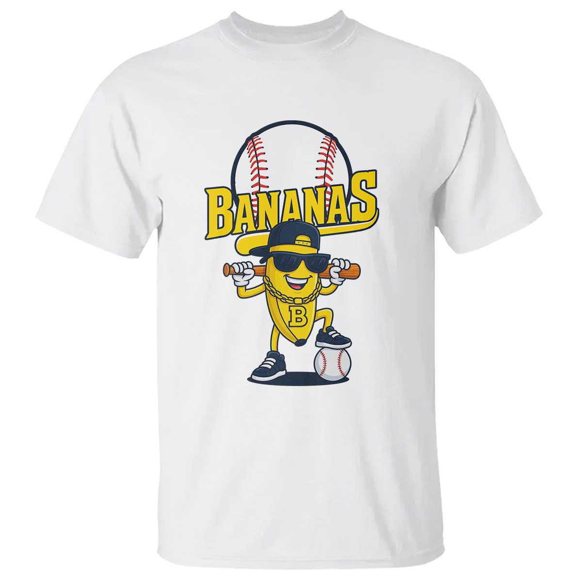Cool Banana Playing Baseball T Shirt Funny Fruit Sports Gift TS12 White Print Your Wear