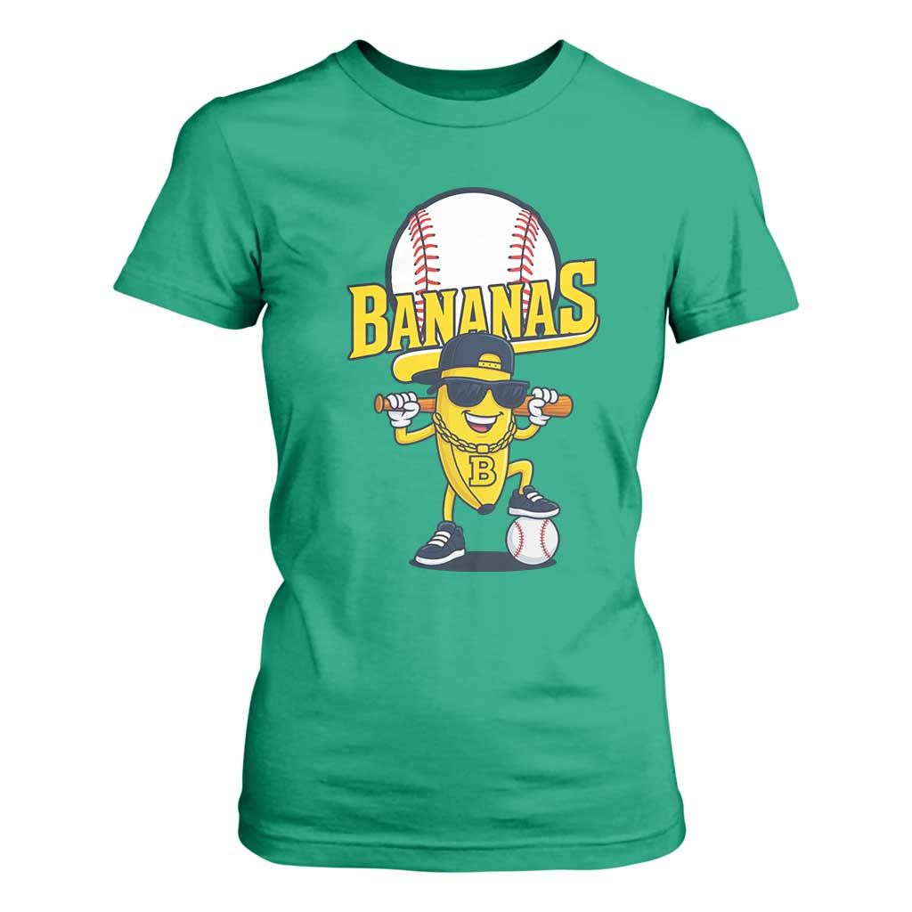 Cool Banana Playing Baseball T Shirt For Women Funny Fruit Sports Gift TS12 Irish Green Print Your Wear