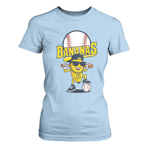 Cool Banana Playing Baseball T Shirt For Women Funny Fruit Sports Gift TS12 Light Blue Print Your Wear