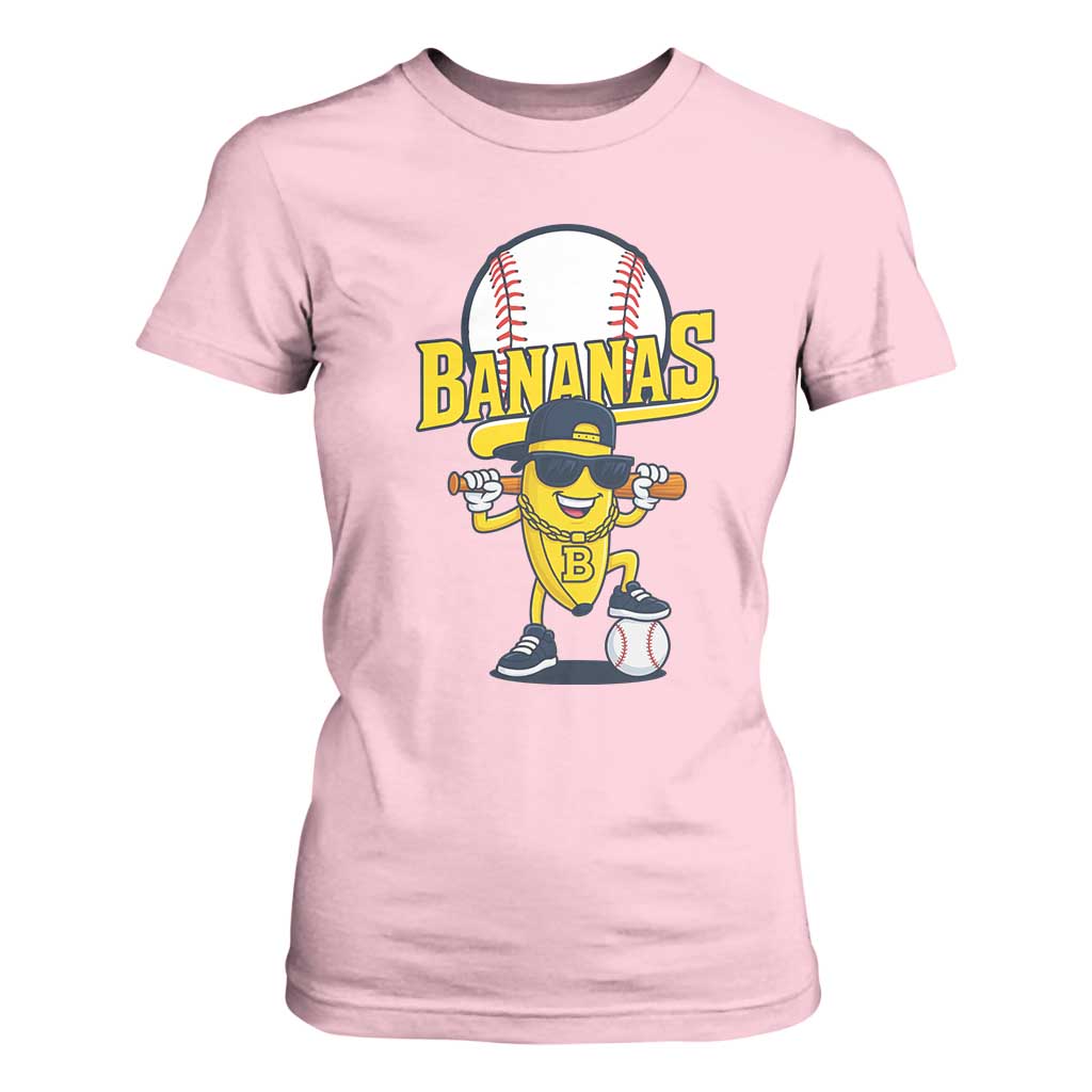 Cool Banana Playing Baseball T Shirt For Women Funny Fruit Sports Gift TS12 Light Pink Print Your Wear