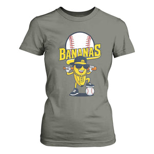 Cool Banana Playing Baseball T Shirt For Women Funny Fruit Sports Gift TS12 Military Green Print Your Wear