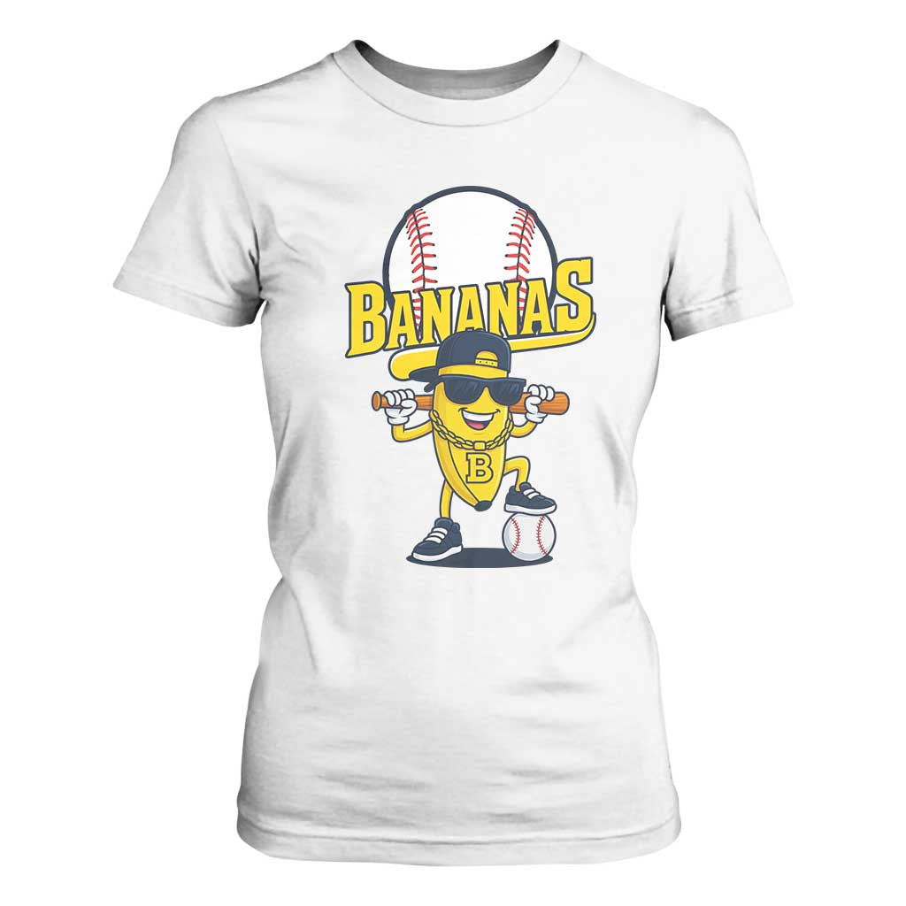 Cool Banana Playing Baseball T Shirt For Women Funny Fruit Sports Gift TS12 White Print Your Wear