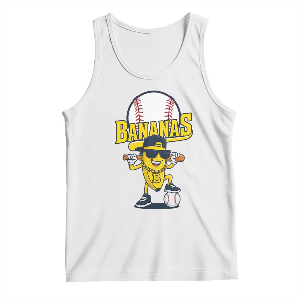 Cool Banana Playing Baseball Tank Top Funny Fruit Sports Gift TS12 White Print Your Wear