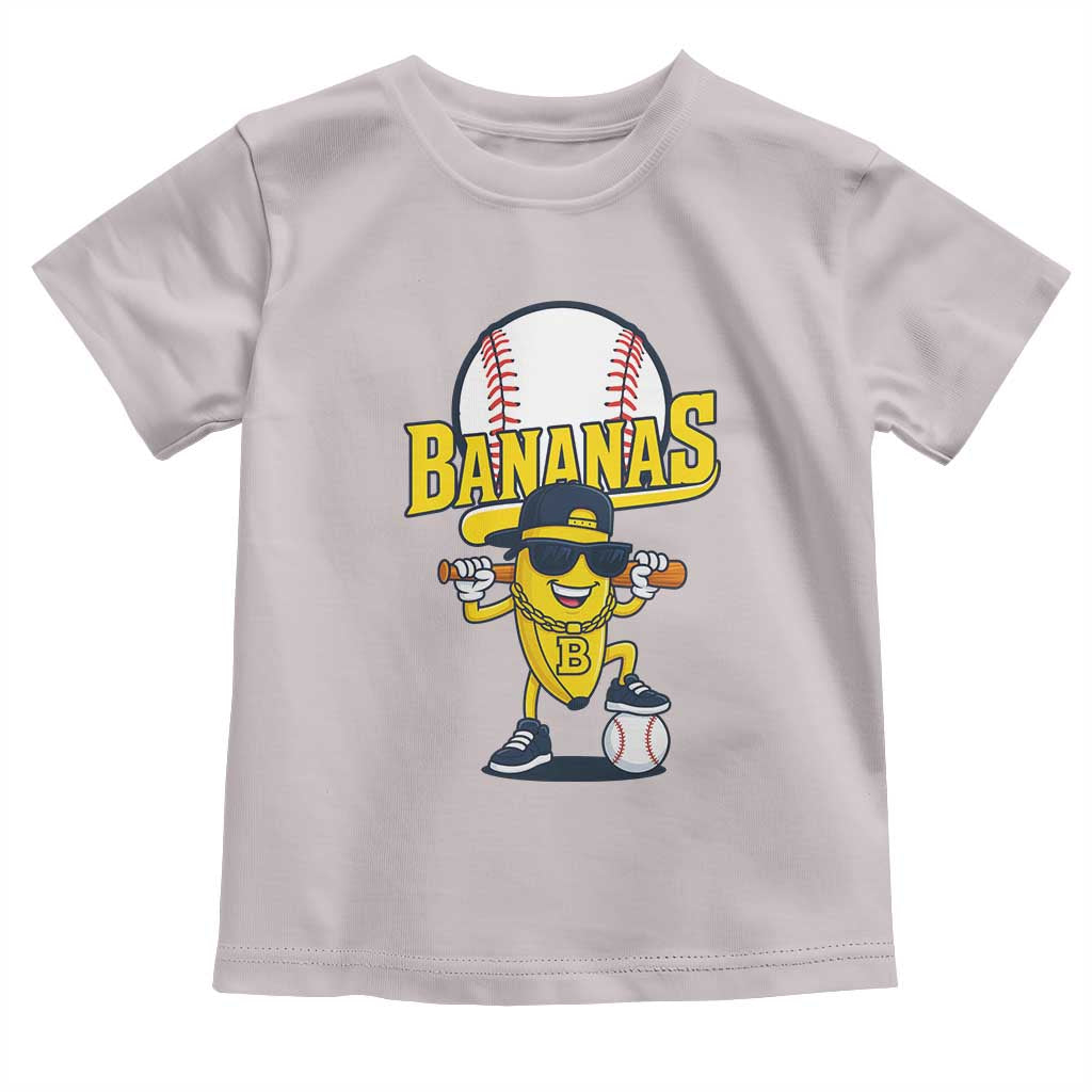 Cool Banana Playing Baseball Toddler T Shirt Funny Fruit Sports Gift TS12 Ice Gray Print Your Wear