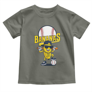 Cool Banana Playing Baseball Toddler T Shirt Funny Fruit Sports Gift TS12 Military Green Print Your Wear