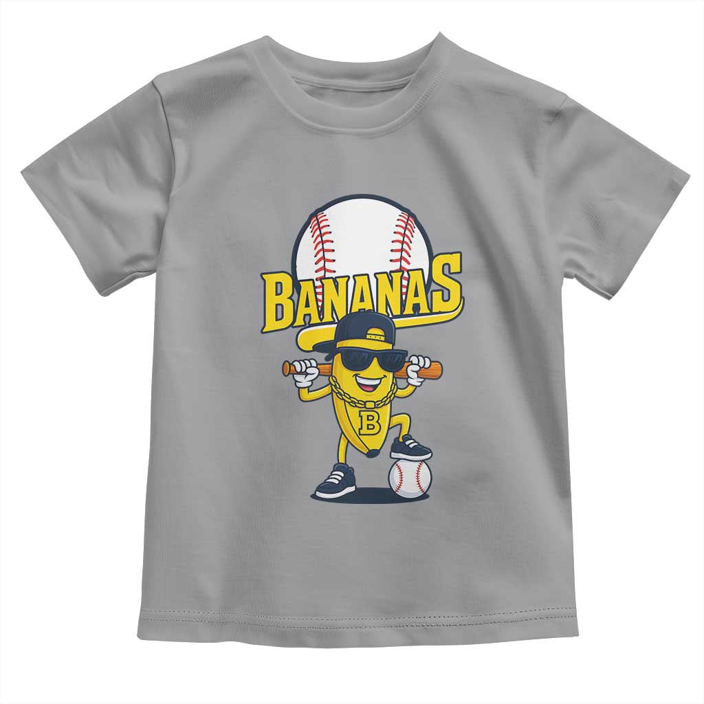 Cool Banana Playing Baseball Toddler T Shirt Funny Fruit Sports Gift TS12 Sport Gray Print Your Wear