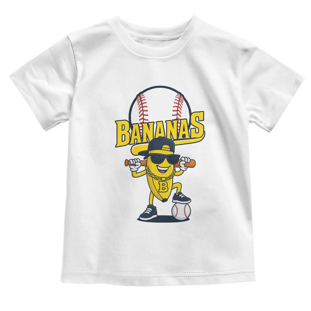 Cool Banana Playing Baseball Toddler T Shirt Funny Fruit Sports Gift TS12 White Print Your Wear