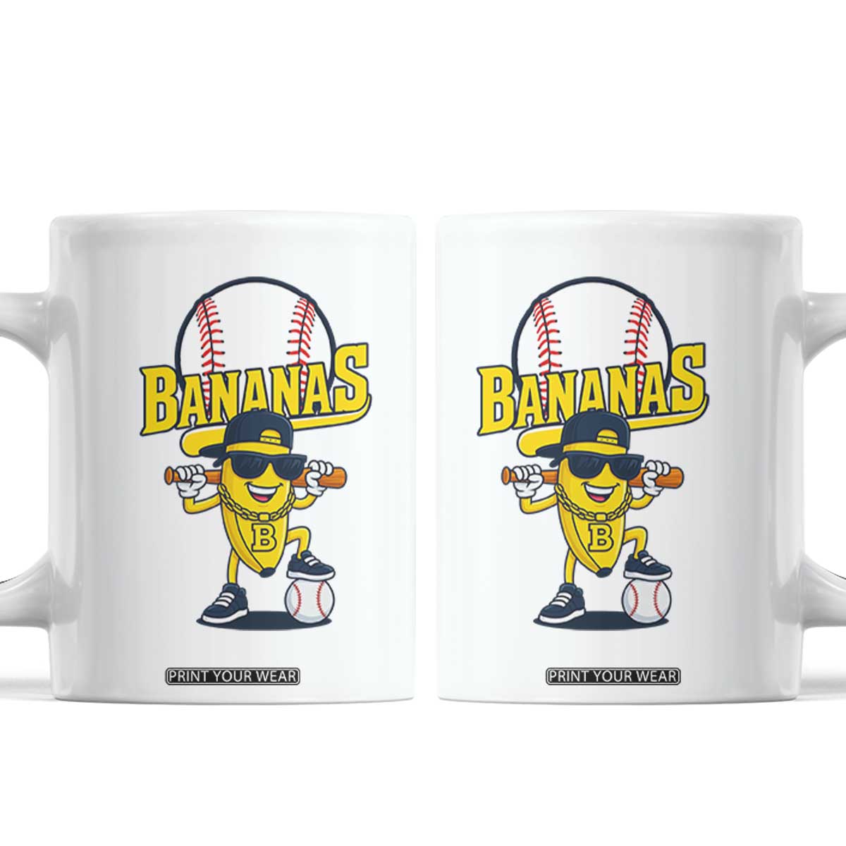 Cool Banana Playing Baseball Coffee Mug Funny Fruit Sports Gift TS12 White Print Your Wear