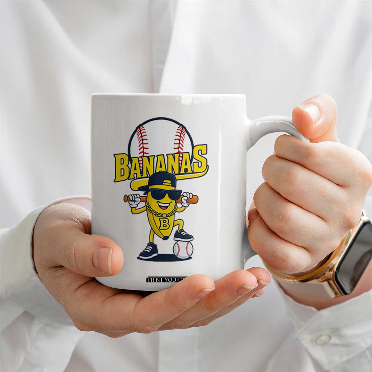 Cool Banana Playing Baseball Coffee Mug Funny Fruit Sports Gift TS12 Print Your Wear