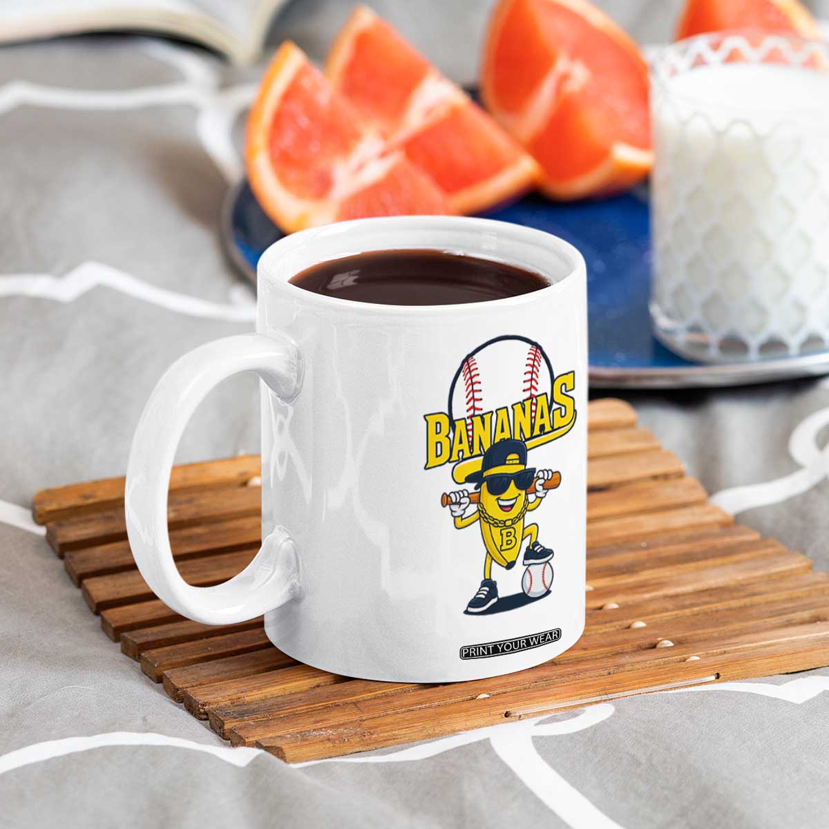 Cool Banana Playing Baseball Coffee Mug Funny Fruit Sports Gift TS12 Print Your Wear