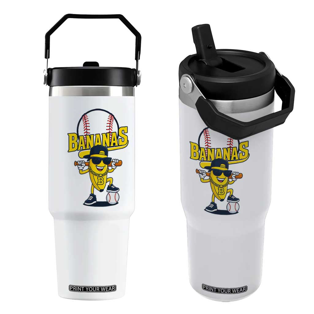 Cool Banana Playing Baseball Flip Straw Tumbler Funny Fruit Sports Gift TS12 One Size: 30 oz White Print Your Wear