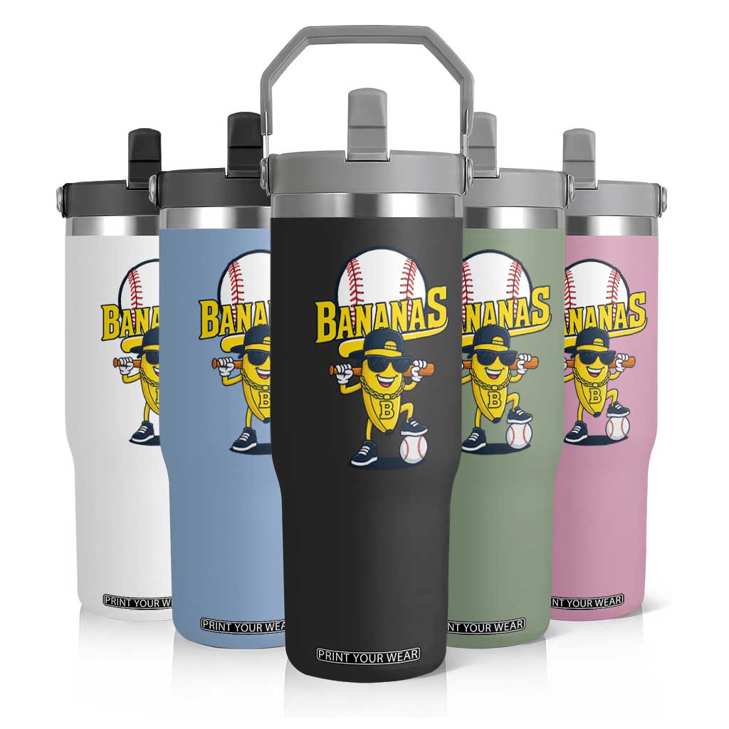 Cool Banana Playing Baseball Flip Straw Tumbler Funny Fruit Sports Gift TS12 Print Your Wear
