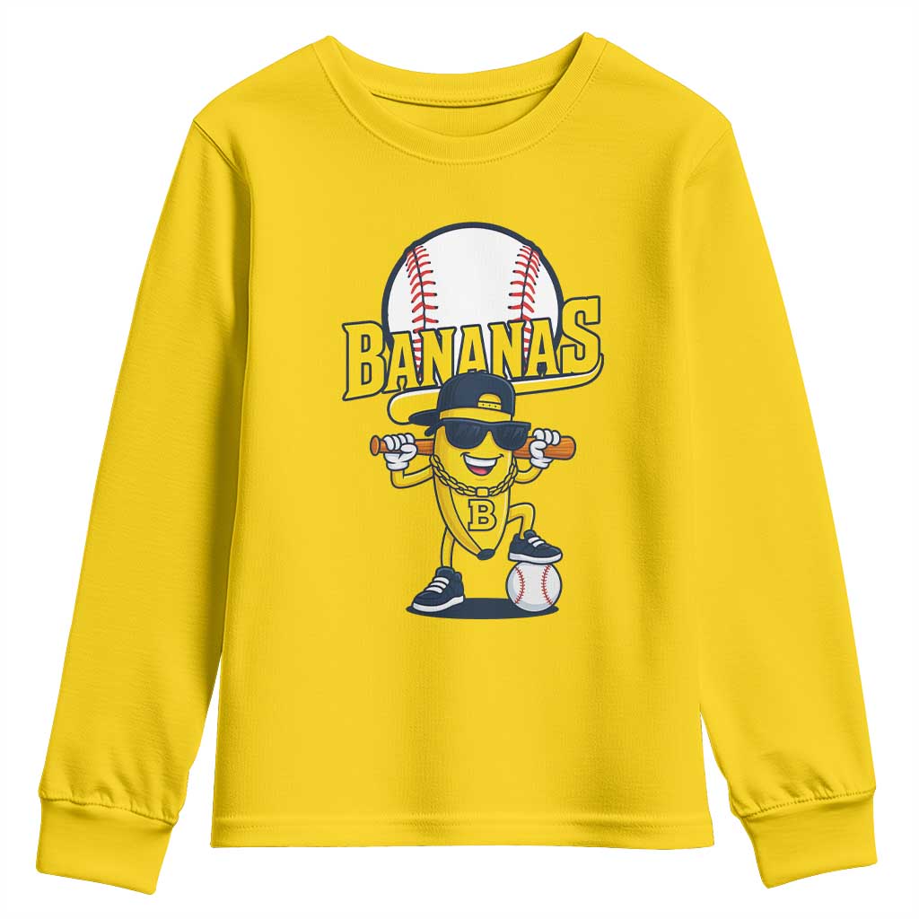 Cool Banana Playing Baseball Youth Sweatshirt Funny Fruit Sports Gift TS12 Daisy Print Your Wear