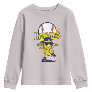 Cool Banana Playing Baseball Youth Sweatshirt Funny Fruit Sports Gift TS12 Ice Gray Print Your Wear