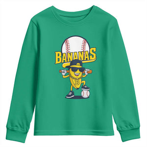 Cool Banana Playing Baseball Youth Sweatshirt Funny Fruit Sports Gift TS12 Irish Green Print Your Wear