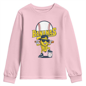Cool Banana Playing Baseball Youth Sweatshirt Funny Fruit Sports Gift TS12 Light Pink Print Your Wear