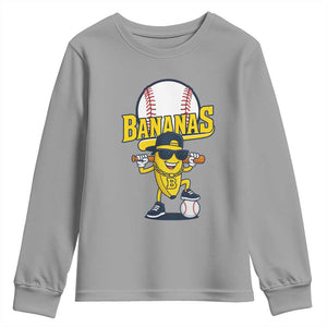 Cool Banana Playing Baseball Youth Sweatshirt Funny Fruit Sports Gift TS12 Sport Gray Print Your Wear