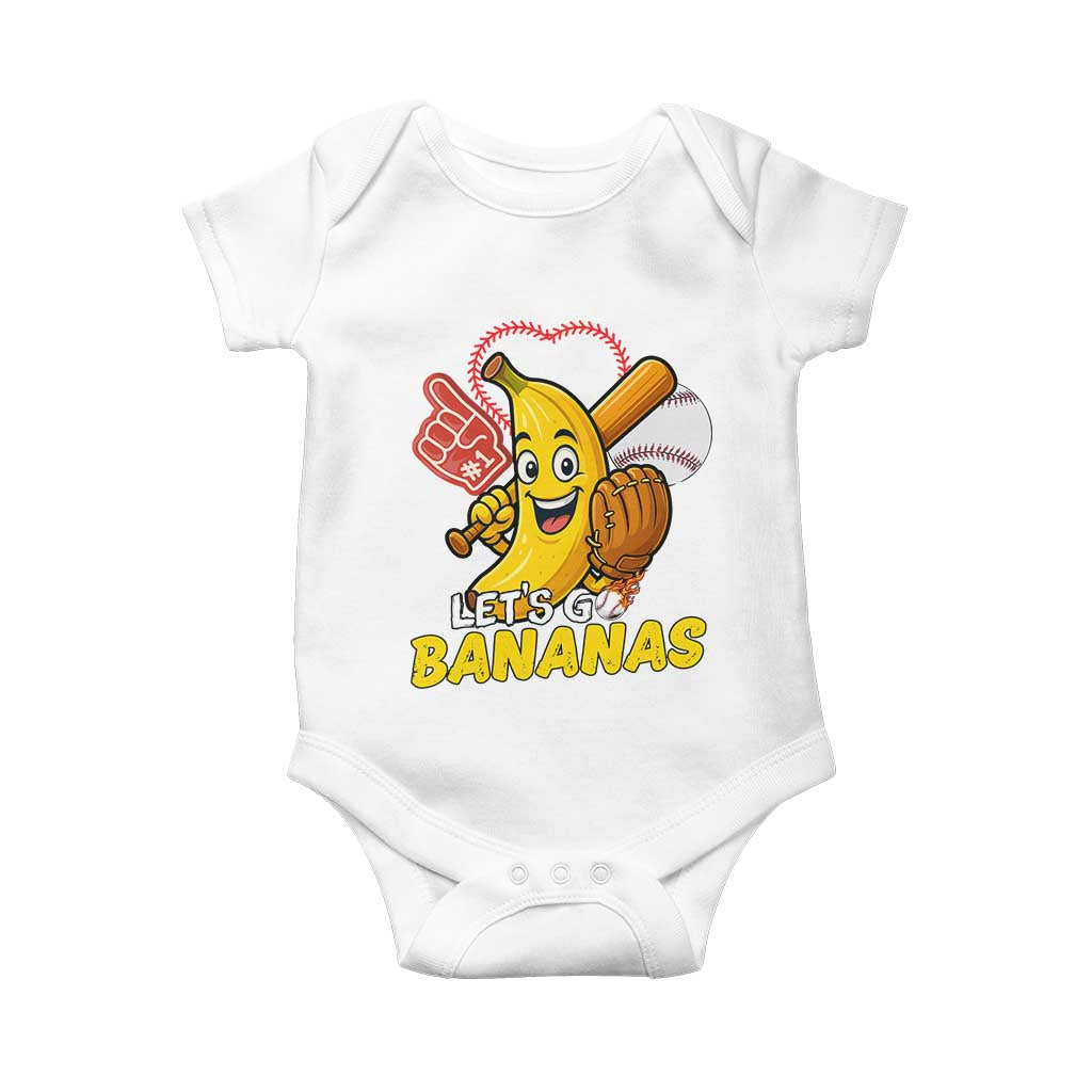 Funny Baseball Baby Onesie Lets Go Bananas Fruit Sports Lover Gift TS12 White Print Your Wear