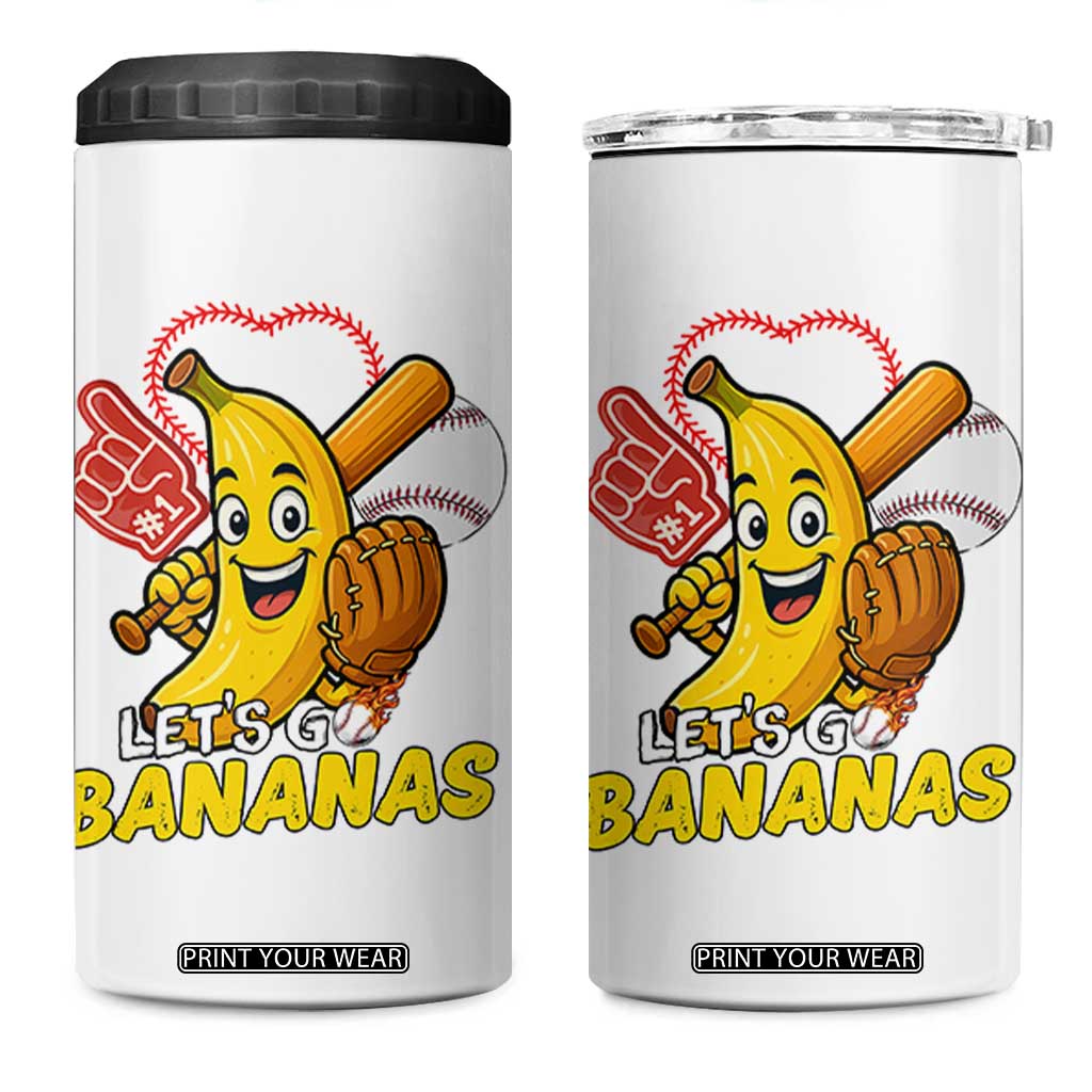 Funny Baseball 4 in 1 Can Cooler Tumbler Lets Go Bananas Fruit Sports Lover Gift TS12 One Size: 16 oz White Print Your Wear