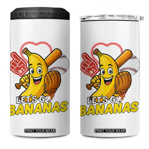 Funny Baseball 4 in 1 Can Cooler Tumbler Lets Go Bananas Fruit Sports Lover Gift TS12 One Size: 16 oz White Print Your Wear