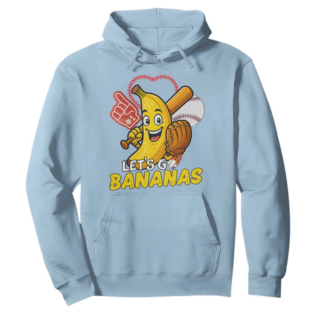 Funny Baseball Hoodie Lets Go Bananas Fruit Sports Lover Gift TS12 Light Blue Print Your Wear