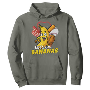 Funny Baseball Hoodie Lets Go Bananas Fruit Sports Lover Gift TS12 Military Green Print Your Wear