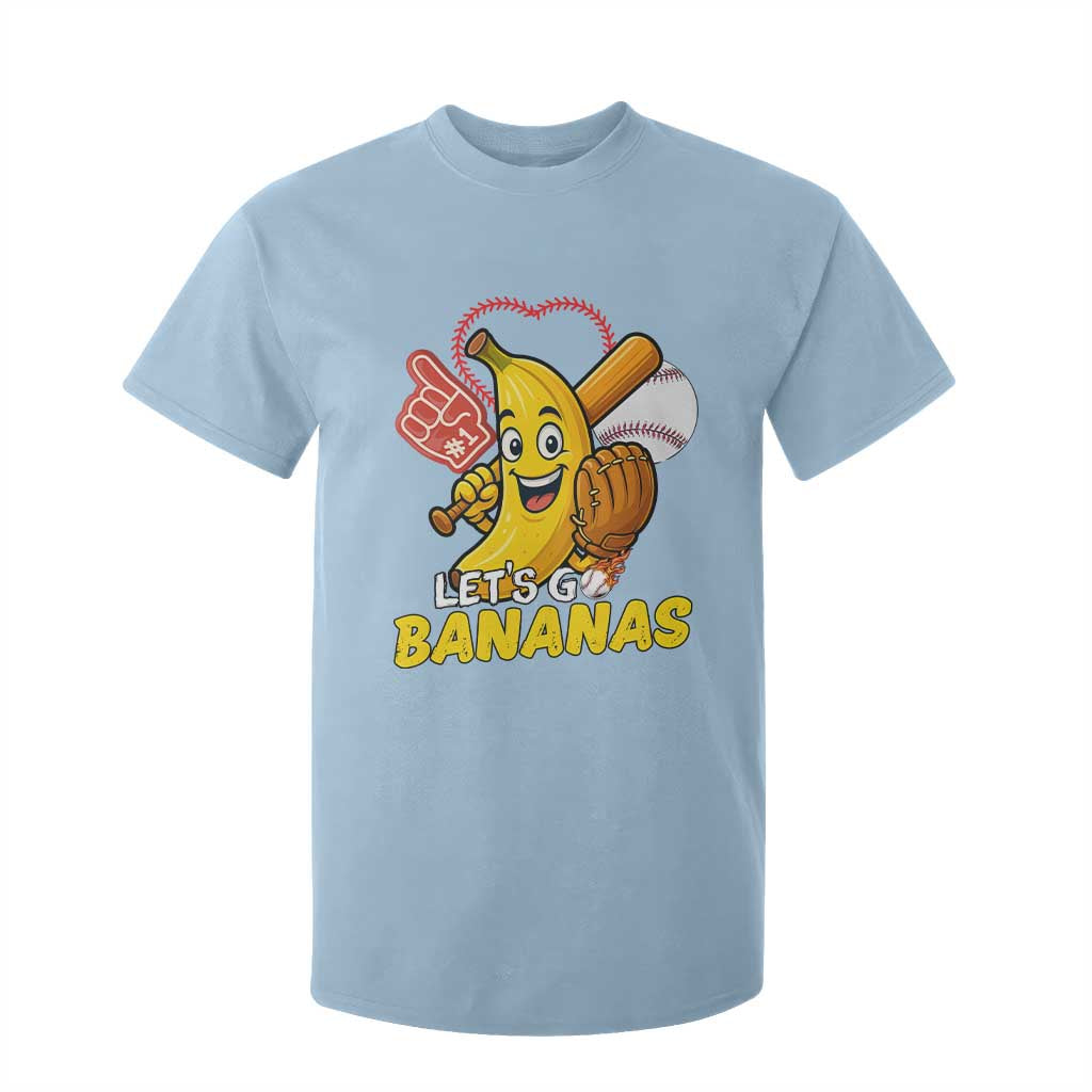 Funny Baseball T Shirt For Kid Lets Go Bananas Fruit Sports Lover Gift TS12 Light Blue Print Your Wear