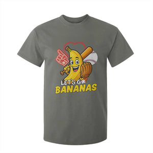 Funny Baseball T Shirt For Kid Lets Go Bananas Fruit Sports Lover Gift TS12 Military Green Print Your Wear