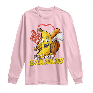 Funny Baseball Long Sleeve Shirt Lets Go Bananas Fruit Sports Lover Gift TS12 Light Pink Print Your Wear