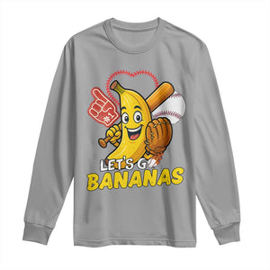 Funny Baseball Long Sleeve Shirt Lets Go Bananas Fruit Sports Lover Gift TS12 Sport Gray Print Your Wear