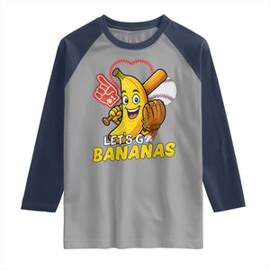 Funny Baseball Raglan Shirt Lets Go Bananas Fruit Sports Lover Gift TS12 Sport Gray Navy Print Your Wear