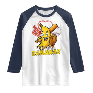 Funny Baseball Raglan Shirt Lets Go Bananas Fruit Sports Lover Gift TS12 White Navy Print Your Wear