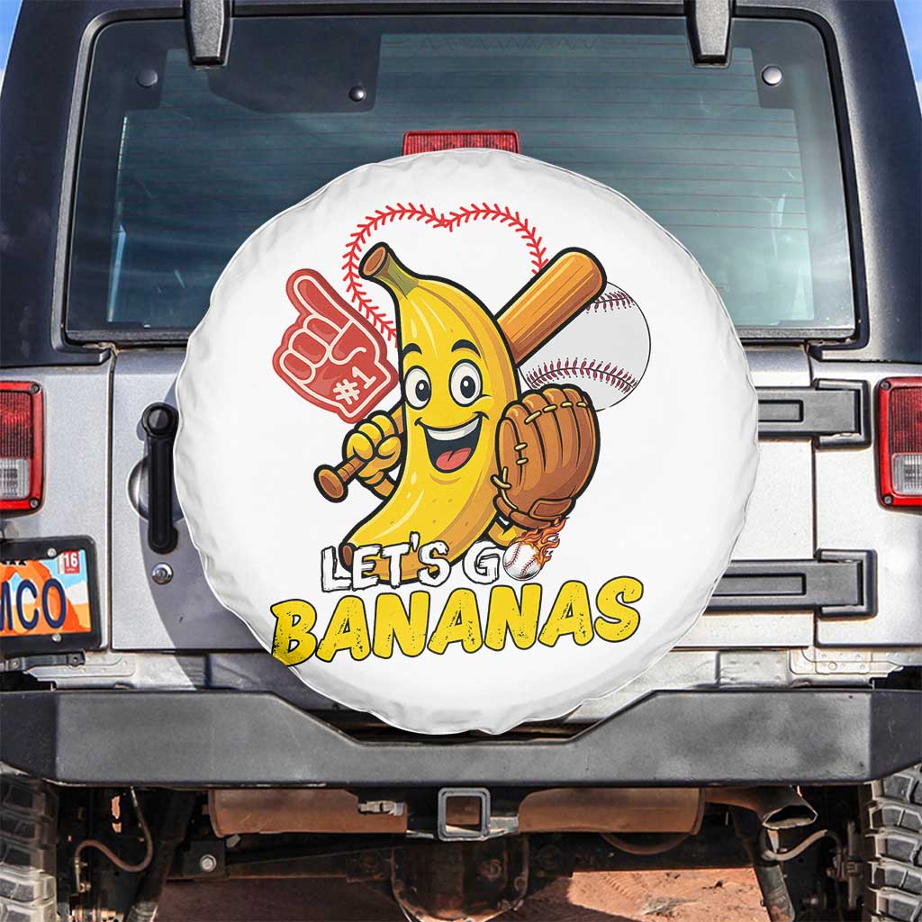 Funny Baseball Spare Tire Cover Lets Go Bananas Fruit Sports Lover Gift TS12 No hole White Print Your Wear
