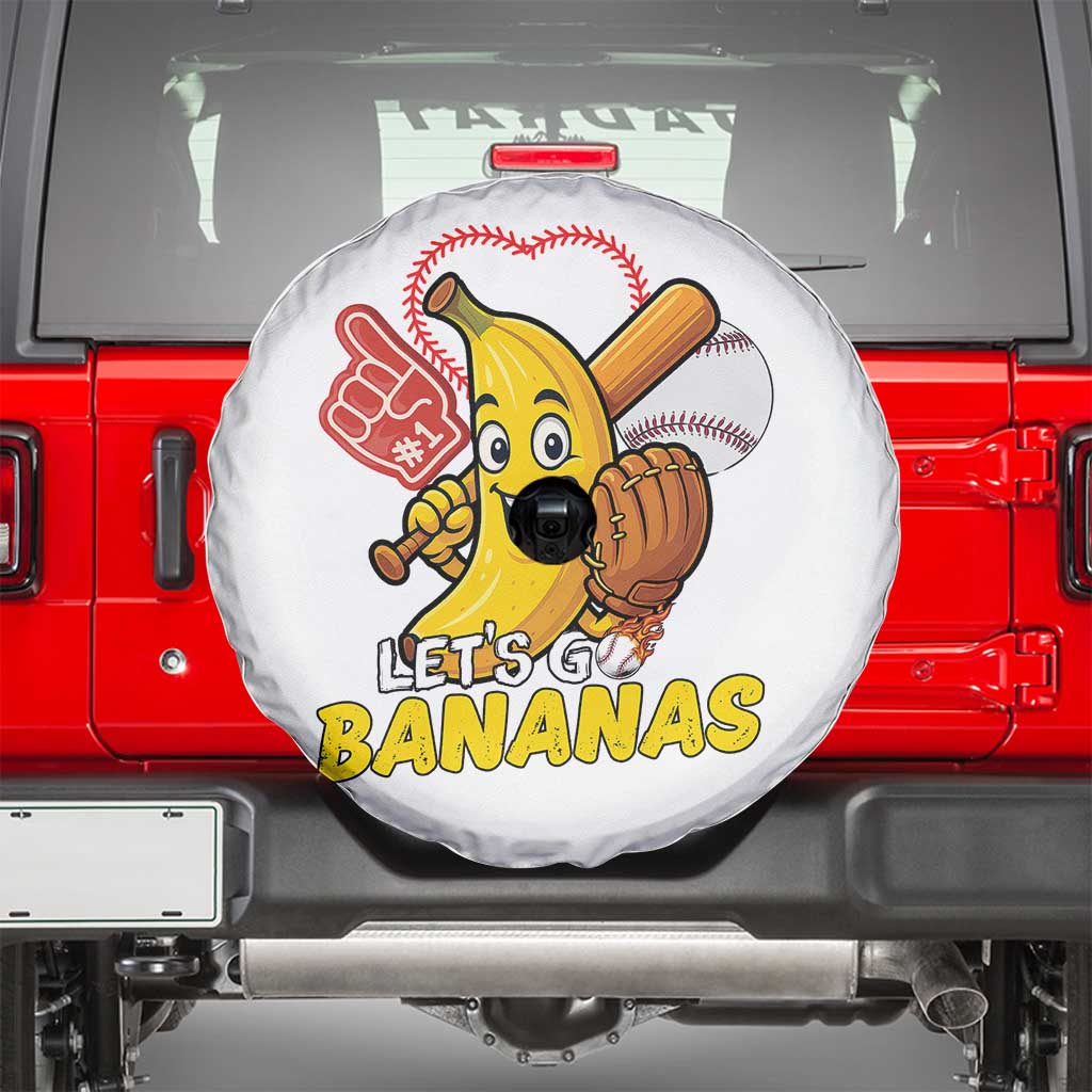Funny Baseball Spare Tire Cover Lets Go Bananas Fruit Sports Lover Gift TS12 White Print Your Wear