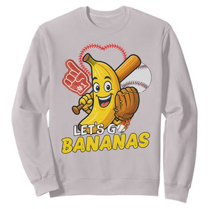 Funny Baseball Sweatshirt Lets Go Bananas Fruit Sports Lover Gift TS12 Ice Gray Print Your Wear
