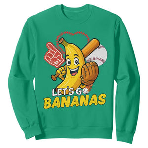 Funny Baseball Sweatshirt Lets Go Bananas Fruit Sports Lover Gift TS12 Irish Green Print Your Wear
