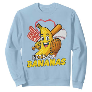 Funny Baseball Sweatshirt Lets Go Bananas Fruit Sports Lover Gift TS12 Light Blue Print Your Wear