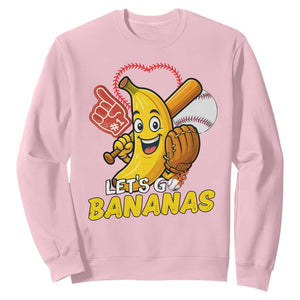 Funny Baseball Sweatshirt Lets Go Bananas Fruit Sports Lover Gift TS12 Light Pink Print Your Wear