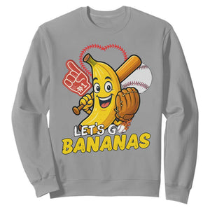 Funny Baseball Sweatshirt Lets Go Bananas Fruit Sports Lover Gift TS12 Sport Gray Print Your Wear