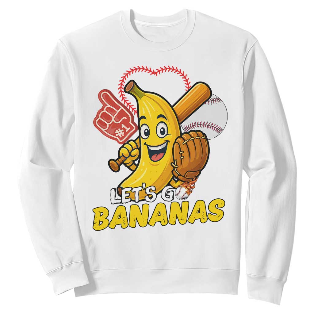 Funny Baseball Sweatshirt Lets Go Bananas Fruit Sports Lover Gift TS12 White Print Your Wear