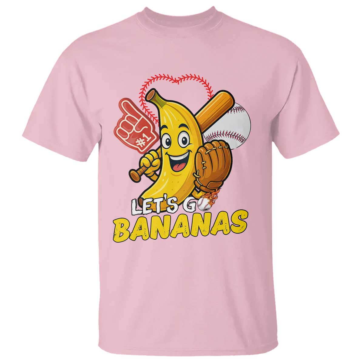 Funny Baseball T Shirt Lets Go Bananas Fruit Sports Lover Gift TS12 Light Pink Print Your Wear